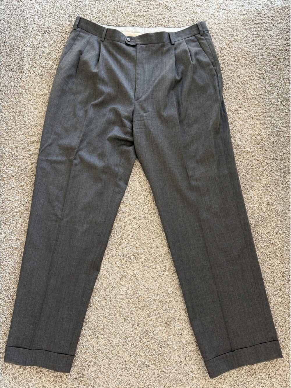 Zanella Bennett Grey 100% Wool Dress Pants W38 L31.5 Made In Italy Quiet Luxury